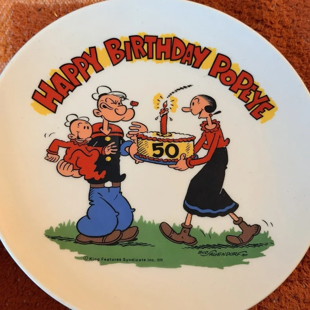 Vtg. 1979 Happy 50th Birthday Popeye Plate #1969 Made In USA Elsie Crisler Segar